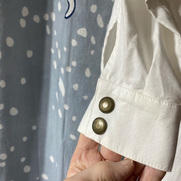 BARBOGLIO by Jan Barboglio White Cotton Oversized Shirt/Dress w/Appliqué sz 8 - Picture 8 of 11